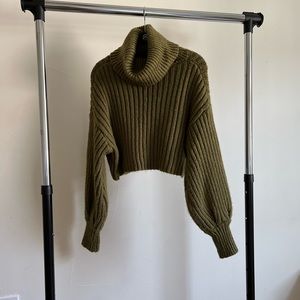 Chunky Olive Green Turtleneck Sweater